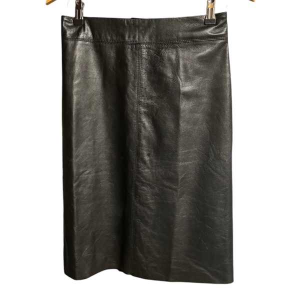 BCBG Max Azria Black 100% leather pencil skirt size 6 - Picture 1 of 9